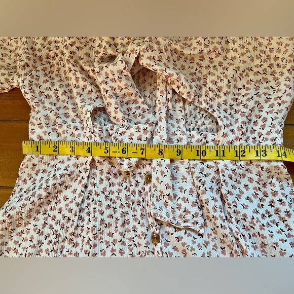 Faithfull The Brand Trinidad Rae Pink Floral Tie Front Cut Out Mini Dress - Picture 15 of 16